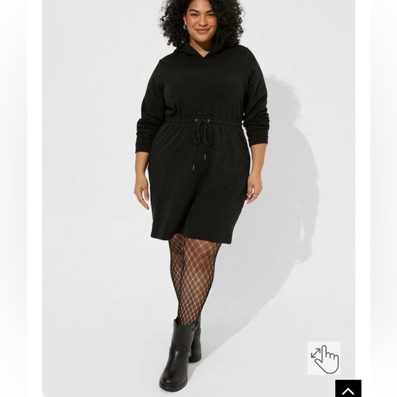 NWT Torrid Mini Fleece Hoodie Sweatshirt Dress Black - Picture 1 of 8